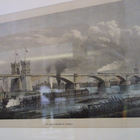 »Die neue Rheinbrücke bei Duisburg« Gemälde von Jakob Scheiner (1874)