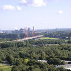 Blick auf Beeckerwerther Brücke (A42) und Thyssen Krupp in Beeckerwerth (Duisburg)