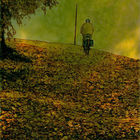 Radfahrer im Herbstlaub