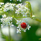 Marienkäfer auf weißen Blüten